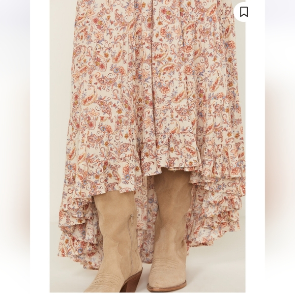 Pink and Brown Tiered A-Line Maxi Skirt - Picture 2 of 6